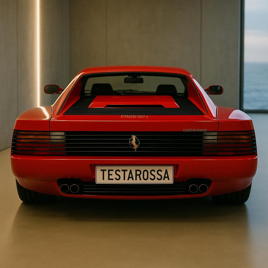 Vista frontal del ferrari testarrosa